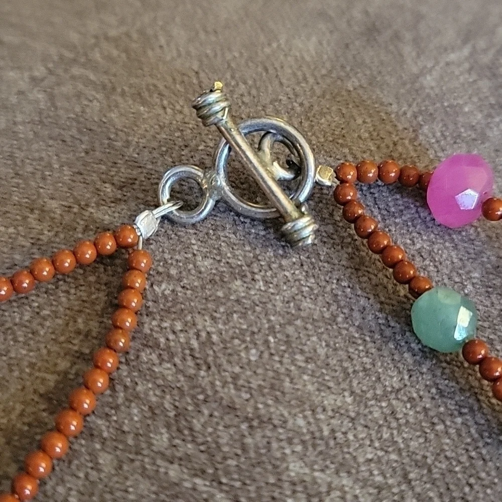 Handmade Rainbow Gemstone Beaded Two Strand Necklace